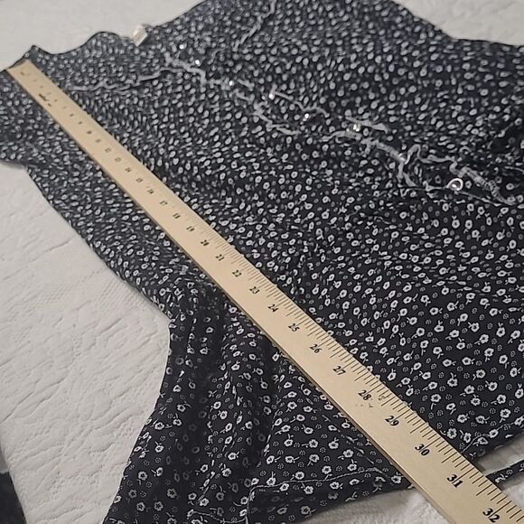 ambiance Apparels sz L dropwaist blouse button front waist ties - Picture 6 of 8